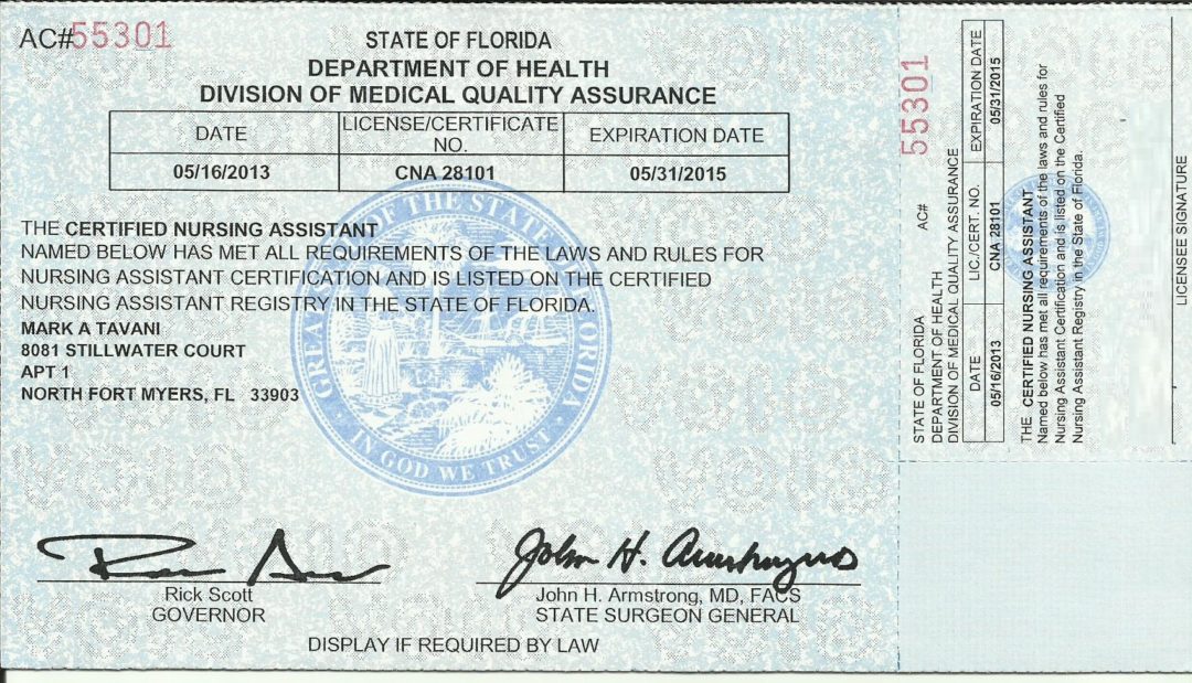 CNA License for Florida Florida CNA Online Course