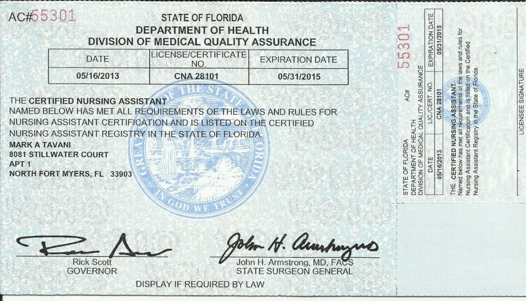 CNA License for Florida  Florida CNA Online Course